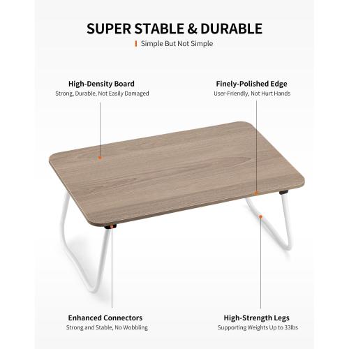Foldable Laptop Desk, Portable Lap Desk Bed Table, Lightweight Breakfast Table Tray Desk, Laptop Stand, Mini Table for Working Writing Drawing Eating Picnic-Walnut