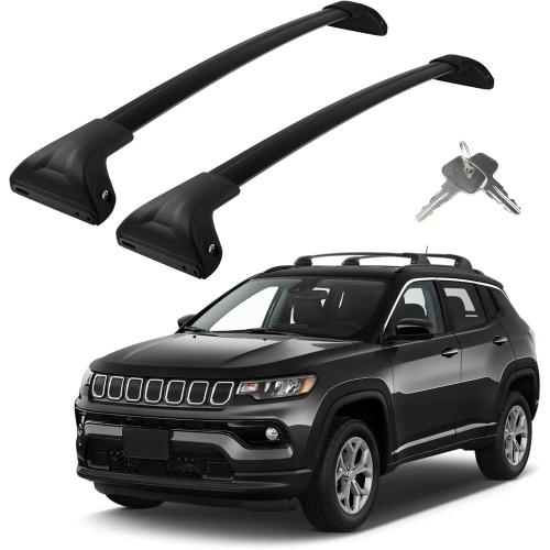 Roof Rack Cross Bars Compatible with Jeep Compass 2018-2024 (Only Fit Factory Flushed Side Rails), Adjustable Aluminum 300 LBS Anti-Theft Lock Cargo Carrier Rooftop Crossbar for Bike,Snowboard,Luggage