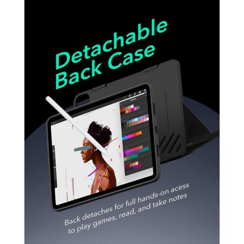 ESR for iPad Pro 11 Inch Case (2022/2021/2020/2018, 4th/3rd/2nd/1st Generation), Removable Magnetic Cover, Adjustable Portrait/Landscape Stand with Raised Display View, 9 Standing Angles, Black