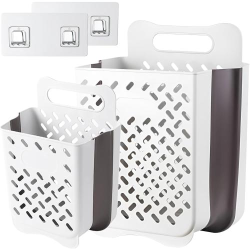 Plastic Collapsible Hanging Laundry Baskets with Carry Handle, Space-Saving Wall Hanging Laundry Basket Durable Tall Folding Plastic Laundry Hamper Waterproof Dirty Clothes Organizer XL L