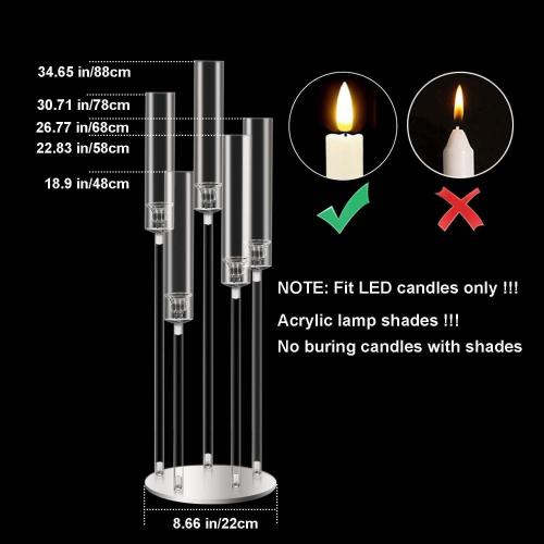 35inch 10pcs Acrylic Candelabra Centerpieces for Tables 5 Arms Wedding centerpieces for Decorations