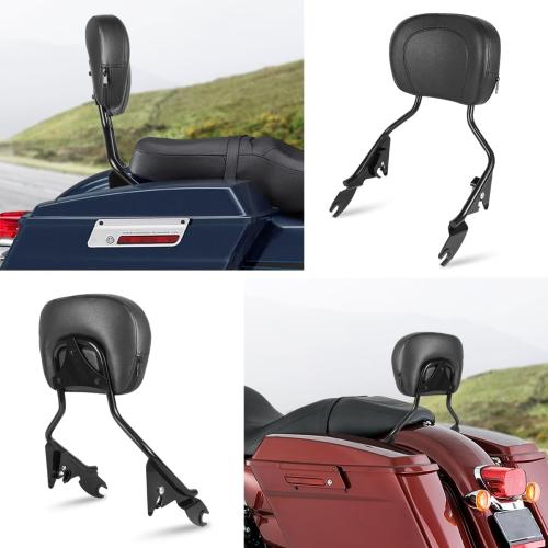 Detachable Upright Passenger Backrest Sissy Bar With Backrest Pad Compatible With for 2009-2025 Harley Touring Street Glide Road King Electra Glide Road Glide FLHR FLHX FLHT FLTR,Black