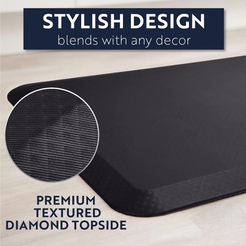 KANGAROO Anti Fatigue Mats for Kitchen Floor, Reduce Foot, Knee, Back Pressure, 3/4 Inch Thick Cushioned Ergonomic Mat, Waterproof Comfort Rug for Under Sink, Standing Desk, Store Floors, 17x24, Black