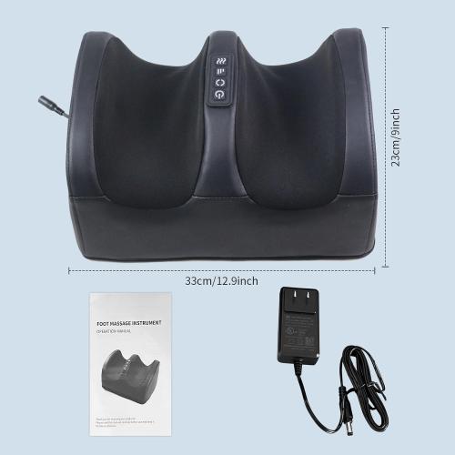 Foot and Leg Massager,Heated Foot Massager for Plantar Fasciitis Pain Relief,3D Shiatsu Rollers with Adjustable Heat for Plantar Fasciitis,5 Modes,Enhances Blood Circulation (Black)