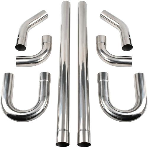 2.5'' Inch DIY Custom Mandrel Exhaust Pipe Tube Pipe Industry Pipe,48'' Straight Pipe,2.5'' OD Straight & Mandrel Bend Pipe(45/90/180 Degree) Kit,T304 Stainless Steel,Universal Fitment-8PCS