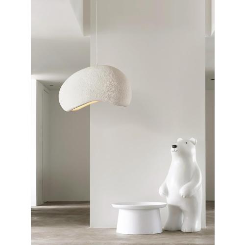 Concrete Cement Look Pendant Light Industrial Modern Dome Pendant Lights Kitchen Island Beige White Japanese Wabi-Sabi Chandelier Light Fixture