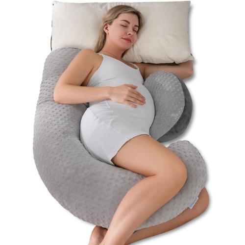 QUEEN ROSE Pregnancy Pillows for Sleeping, Extra Soft Maternity Pillow for Pregnant Women, F Shaped Body Pillow, Reversible Grey