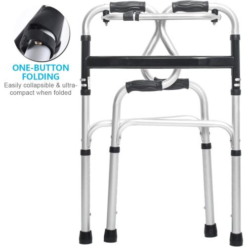 Folding Walker with Wheels,Stand-Up Aid,Portable,Lightweight,Aluminum Alloy
