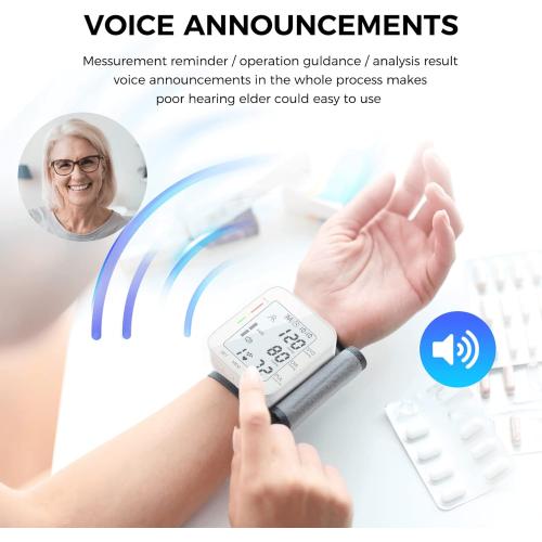 MMIZOO Wrist Blood Pressure Monitor Large LCD Display BP Machine Adjustable Cuff 5.31-7.68 inch Automatic 99x2 Sets Memory with Carrying Case for Home Use (W1681)