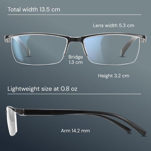 Gaoye 2.0 Executive Style Reading Glasses Men - Durable Readers with Blue Light Filtering- Comfortable Fit with TR90 Frames