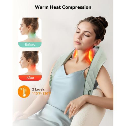 Snailax Cordless Neck Shoulder Massager with Heat, 4D Deep Tissue Kneading, Shiatsu Back Massager Pillow for Neck, Shoulder, Christmas Gifts for Men, Women