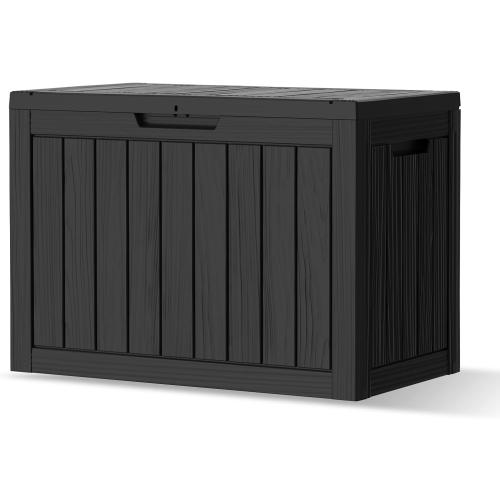Outdoor Storage Deck Box, 45 Gallon Outside Storage Box Waterproof Deck Box, Lockable Patio Storage Box UV-Resistant for Garden Furniture, Black