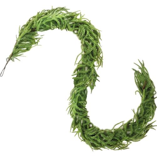 NSBELL 6 Ft Artificial Norfolk Pine Garlands, Real Touch Winter Pine Garland, Green Artificial Greenery Garland for Table, Mantle, Wall, Indoor, Outdoor Christmas Decorations