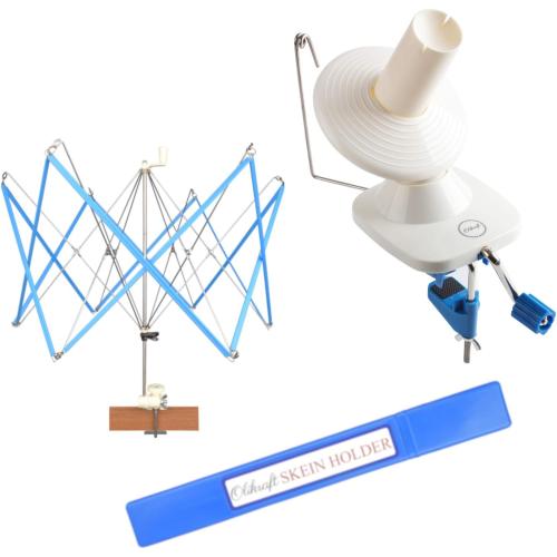 Olikraft Crochet Yarn Winder for Crocheting and Umbrella Swift (with Skein Holder) Set - Yarn Spinner for Crocheting, Cake Ball Winder, Roller, Baller, Spooler