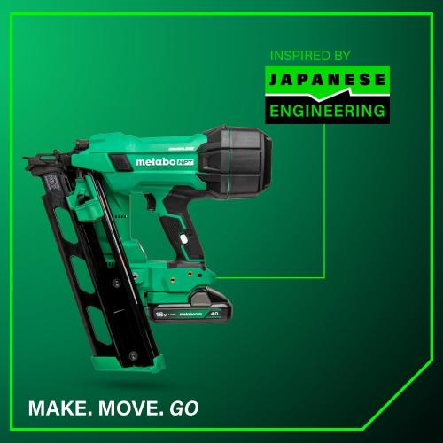 Metabo HPT 18V MultiVolt Cordless 21° Framing Nailer Kit, 3-1/2 Plastic Strip Framing Cordless Nailer, Power Tool with 4.0Ah Lithium Ion Battery, Drives 2 to 3-1/2 Nails, NR1890DRA