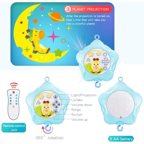 Baby Mobile for Crib with Musicial and Lights, Remote and Projection. Pack and Play Toys for Ages 0  Months (Pink-Bee)