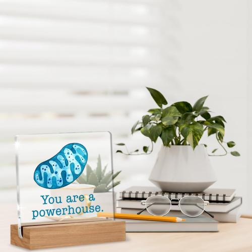 Biology Gifts for Women Men, Science Motivational Quote Sign, Acrylic Decorative Sign, 4 x 4 Inches