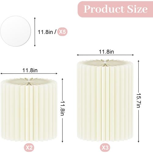 Cecnamt Cylinder Stands for Party,5 Pcs Paper Cylinder Pedestal Stand with Acrylic Disc Foldable Round Pillars Pedestal Cake Stands for Wedding Party Decor