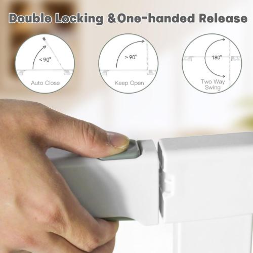 37 Inch Tall Baby Gate with Cat Door, Adjustable 29.55 and -40.55 Wide Auto Close Dog Gate Pressure Mounted Safety Pet Gate for Stairs, Doorway, House