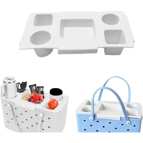 Top Cup Phone Holder Tray Storage Lid for Stanley Compatible with Bogg Bag XL Cover, Cup Organizer Holder Waterproof Silicone Multifunctional Storage Box for Outdoor Beath Camping Travel (Gray, XL)
