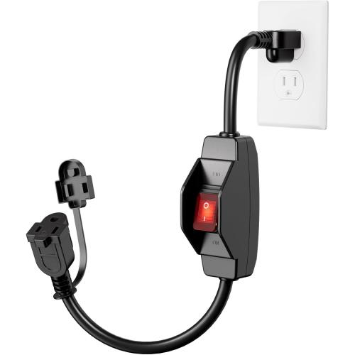 KASONIC 3 Prong Extension Cord with Switch, 1875W 15A Grounded Outlets with Safety Cover, 14/3 SJTW Cable On Off Waterproof Switch for Indoor Outdoor Use (1.5 FT)