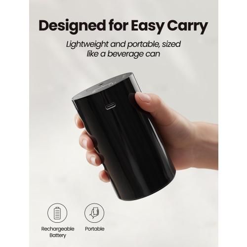 Waterless Essential Oil Diffuser, Portable Aromatherapy Diffuser with 20mL Capacity, Battery Operated Mini Scent Diffuser,3 Mist Levels & Timers, Leak-Free, for Home, Car, Office (Black)