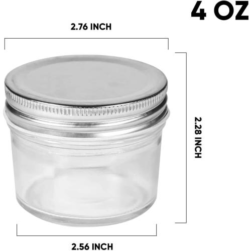 Accguan 4oz Glass Jars With Lids(Silver),Mason Jars,Ideal For Honey,Jam,Wedding Favor,DIY Magnetic Mini Spice Jars For Kitchen,Set of 40