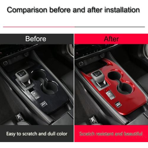 XITER Red Car Gear Shift Knob Console Panel Cover Central Consoles Shift Boots Knobs Frame Interior Trim for Nissan Rogue 2021 2022 2023 2024 2025 2026-without Media Drive Control Knob