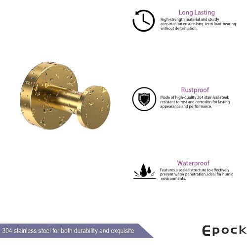 Epock Towel Hooks for Bathrooms Screw-in Stainless Steel Robe Coat Clothes Hook Bathroom & Kitchen Round Style Wall Hooks Rustproof 3 Packs -Matt Black