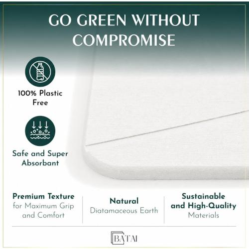 Extra Large Stone Bath Mat (31.5” x 19.7”) White Stone Bath Mats for Bathroom – Absorbent Diatomaceous Earth – Non-Slip Stone Shower Mat – Easy Clean, Quick Drying – Instant Dry Bathmat - XL