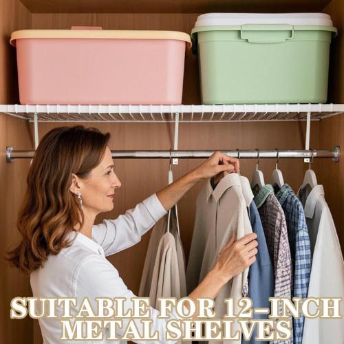 6 PCS Wire Shelf Brackets, 17 Inch Long Closet Shelf Brackets with Screws, Metal Support Bracket for Wire Closet Shelving, Heavy Duty