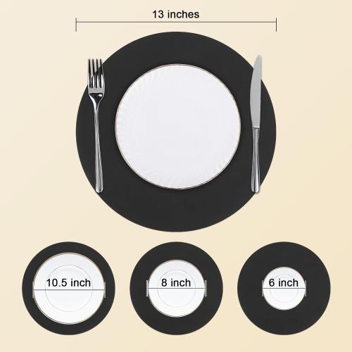 SHACOS 100 PCS Round Paper Placemats 13 inch Disposable Paper Place Mats for Dinner Wedding Birthday Party Festival Table Decoration Indoor Outdoor, Black