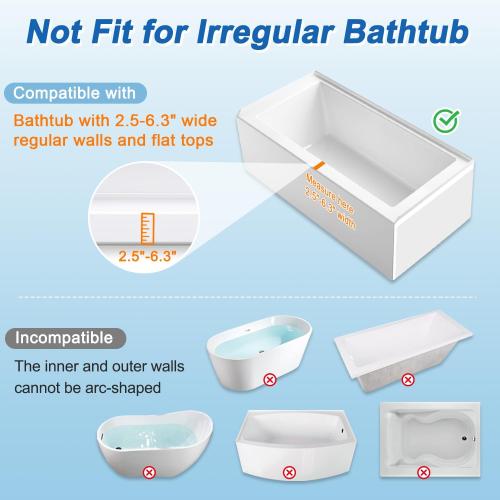 Bath Tub Handles for Seniors Shower Rails Elderly Adults Safety, Bathtub Clamp Grab Bars Helper No Drill, Handicap Bathroom Tub Support Bar Assist Devices, Help Getting Out of Bathtub