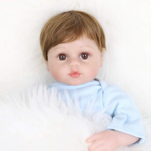 ENADOLL Reborn Baby Doll Realistic Silicone Vinyl Baby Blue Dog Boy 16 inch Weighted Soft Body Lifelike Doll Gift Set for Ages 3