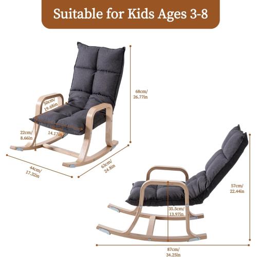 Swegrow Kids' Recliners，Rocker and Stationary Options, Sensory Rocking Chair for Kids & Toddlers，Versatile Floor Chair with Soft Fabric and Stability for Playroom, Bedroom, or Nursery (Gray)