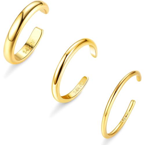 ADRAMATA Toe Rings for Women Gold Trendy 14K Gold Filled Toe Rings Set Thin Band Beach Foot Jewelry for Summer Open Adjustable Toe Rings
