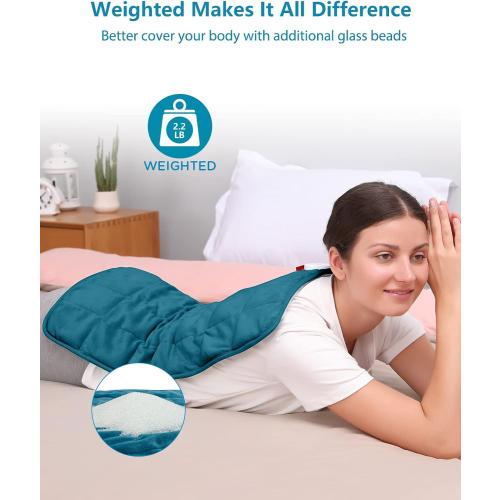 Size 12x24 Color Blue Comfytemp Weighted Heating Pad for Back & Period Cramps, FSA Eligible, Birthday Gifts for Mom Dad Women Men, 2.2lb HSA Electric Heat Pad for Neck Shoulder Pain Relief, 2H Auto-Off Heated Pad, 12x24