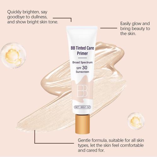 BB Blur Cream Tinted Moisturizer With Spf, Tinted Care Primer, Waterproof Concealer, Spf 30 Sunscreen, 3 Shades, All Skin Types (03# Wheat, 30g/1 Oz)