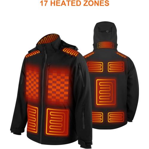 Heated Jacket for Men without Bαtterγ Pack, Winter Outdoor Soft Shell Electric Heating Coat with Detachable Hood size XL