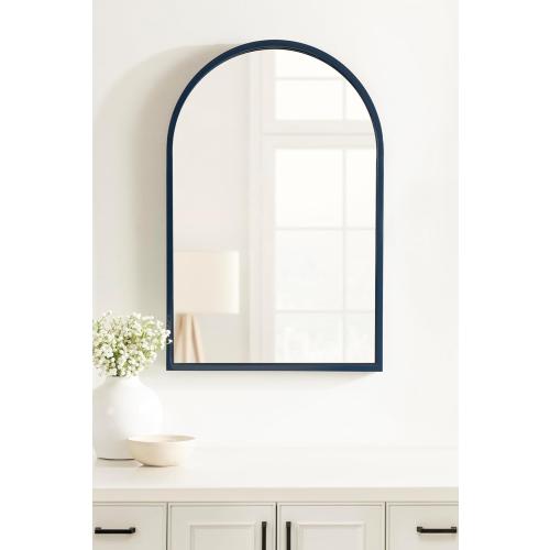 Kate and Laurel Travis Modern Arched Wall Mirror, 20 x 30, Navy Blue, Decorative Arch Bathroom Mirror for Over Sink or for Use as Living Room Wall Decor Accent