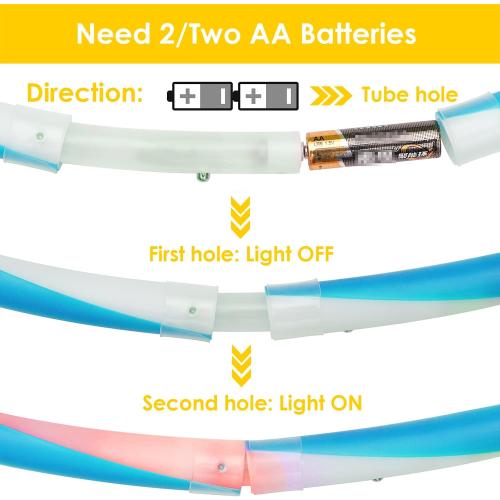 LED Hoop Dance Exercise Light Up Hoop for Kids Adults Children, 36in24inFitness Equipment Weight Loss Auto Color Changing Strobe Glow Light, Hooper Hoop(2*AA Batteries are Needed. Not Included)