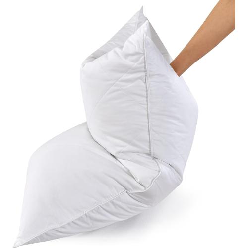 Three Geese White Goose Feather Cotton Pillows Standard Size- Soft 600 Thread Count 100% Cotton, Medium Firm,Soft Support Surround Fill Cotton (Standard Size:Pack of 2)