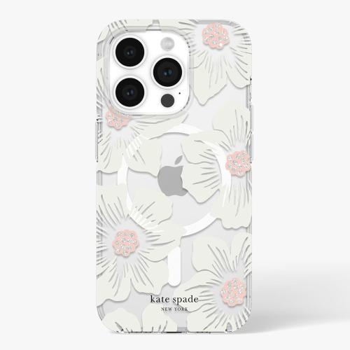 Kate Spade New York iPhone 15 Pro Case, Compatible with MagSafe - Hollyhock Cream