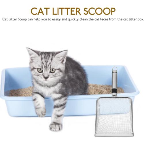 Silver Mesh Litter Scoop, Stainless Steel Litter Scooper Metal Sand Shovel Small Cat Litter Scoop Fine Mesh Metal Reptile Litter Cleaner Scooper for Cats, Reptiles, and Small Pets