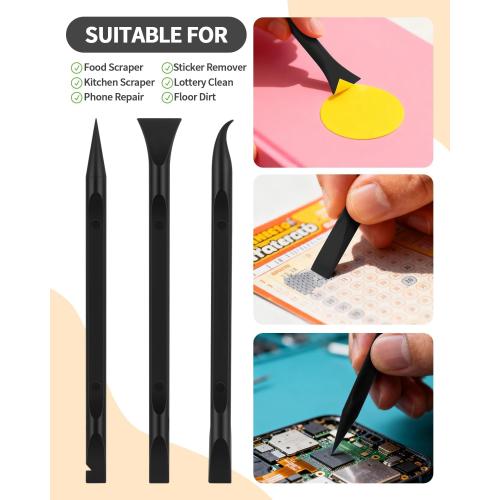 12 PCS Carbon Fiber Plastic Scrapers Tool, Non-Scratch Scraper Tool for Tight Spaces, Multi-Purpose Label Scraper Pen-Shaped, for Car Cleaning Supplies, Kitchen, Crevices, Stains (Black)