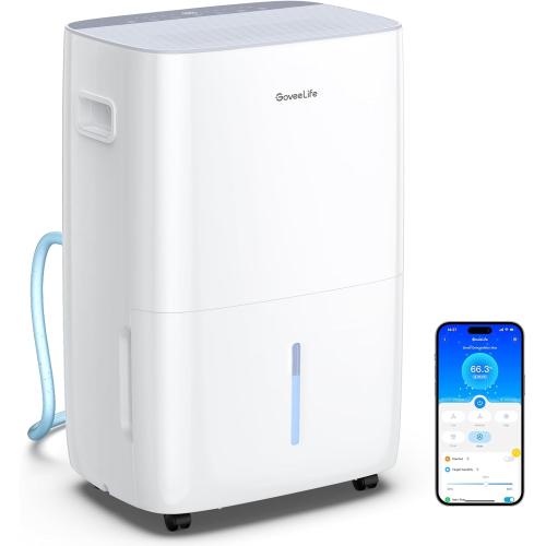 GoveeLife Dehumidifier for Home 4,500 Sq.Ft, 50 to 137 Pint Smart Auto Humidity Control, Drain Hose, 2.0Gal Bucket, Compressor Dehumidifiers for Basement with Auto Shut Off, Bathroom, Garage, w/WiFi