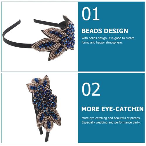 Beaupretty Retro 1920s Hairband Flapper Headpiece with Leaf Design, Rhinestone Beadwork for Women's Theme Party