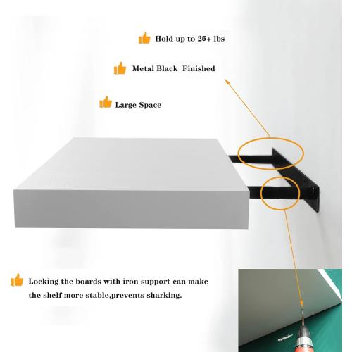 36 Inches Length Floating Shelves, 12 Inches Deep Wall Shelves for Bathroom/Living Room/Bedroom/Kitchen Decor, White Shelves with Invisible Brackets Set of 2