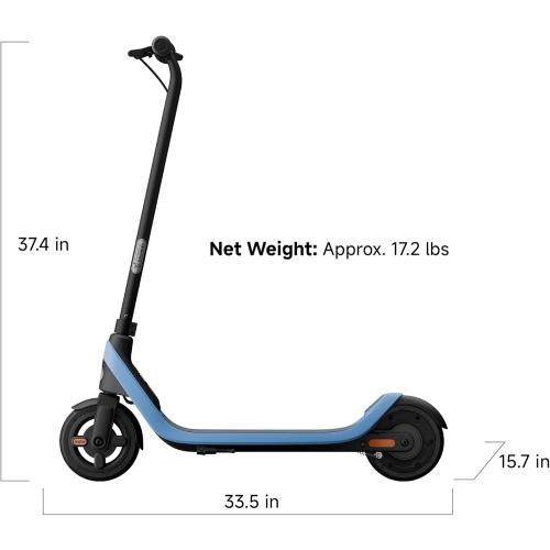 Segway Ninebot eKickScooter - Electric Scooter for Kids 6-14, w/t Adjustable Handlebar Height (Only C2 Pro) for Riders up to 132 lbs, Includes New Cruise Mode, UL-2272 Certified