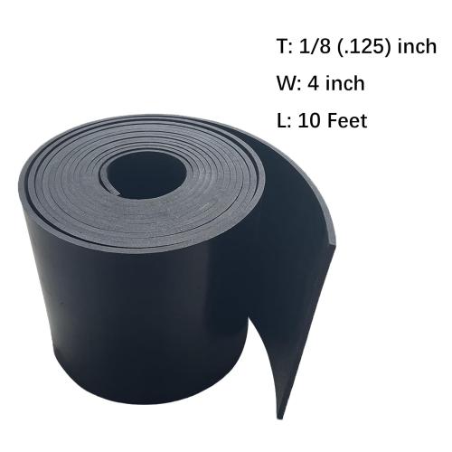 Solid Rubber Strips 1/8 (.125) Thick X 4 Wide X 10'Long, Solid Rubber Sheet for Anti-Slip Pads, Flooring, Seals, Crafts, Anti-Vibration, Gaskets DIY